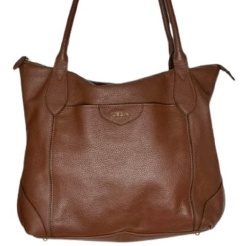 Lodis Kiera Pebble Leather Travel Tote Shoulder Bag - Golden Tan - Picture 2 of 14